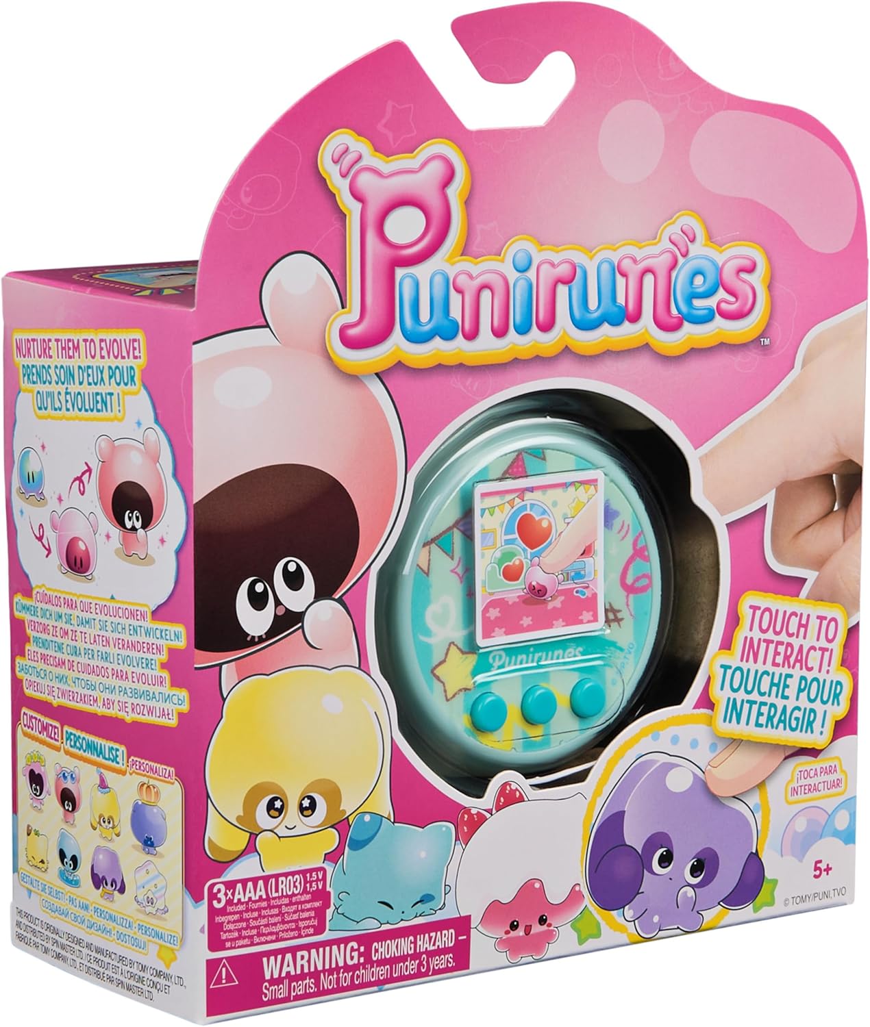 Punirunes, Interactive Digital Toy with 55 Squishy Characters Inside, Reacts to Touch, Color Display, Kids Toys for Ages 5 and up