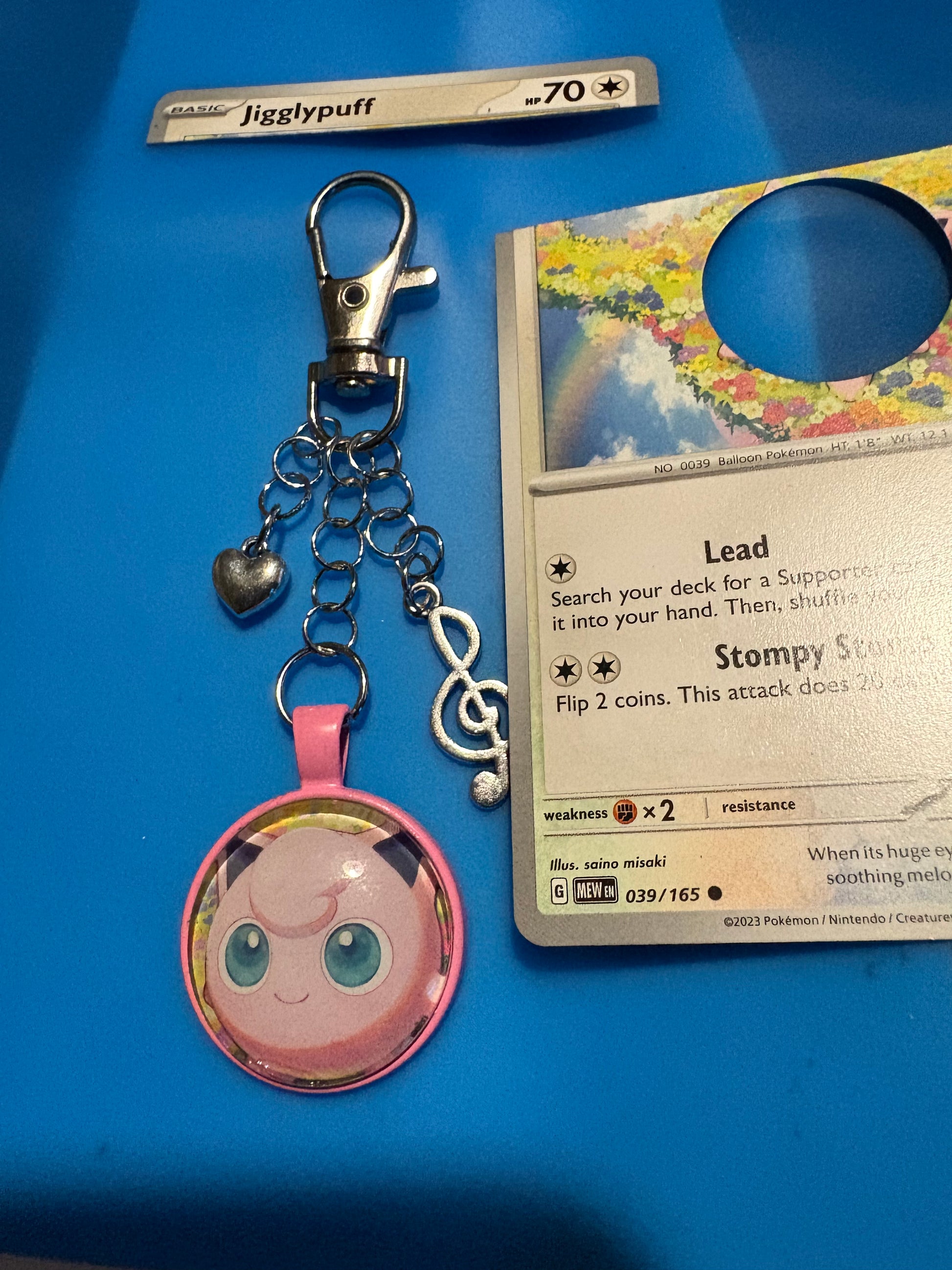 Handmade Pokemon Card Keychain Jigglypuff
