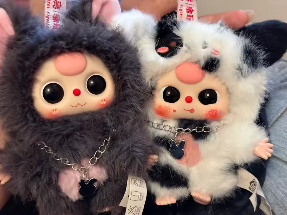 Baby Three Cats And Dogs Series Vinyl Doll Plush Blind Box Cute Animal Plush Doll Backpack Pendant Mystery Box Trendy Toy Gifts
