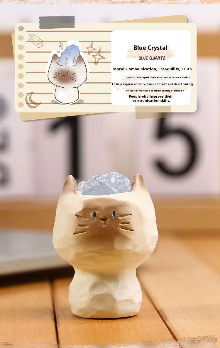 PAL Cat Crystal Blind Box Mini Original Stone Cartoon Figure Cute Office Desktop Car Decor Good Luck Gift For Cat Lovers Toys