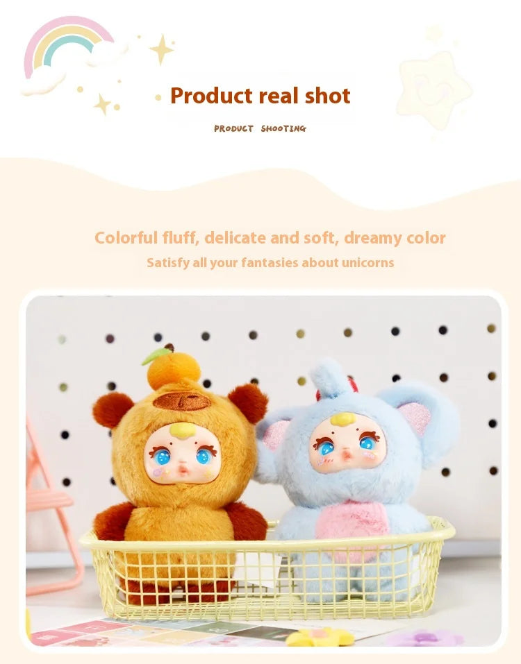MM MIlk Candy Toffee Series - Scented - Animal Party Plush Pendant Blind Box – Cute Mini Stuffed Animal Charm with Keychain – Random Kawaii Character Toy for Collectors & Otaku Fans Style Surprise
