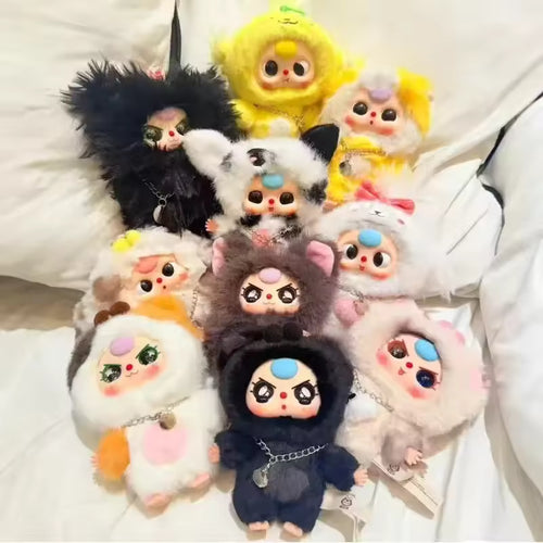 Baby Three Cats And Dogs Series Vinyl Doll Plush Blind Box Cute Animal Plush Doll Backpack Pendant Mystery Box Trendy Toy Gifts