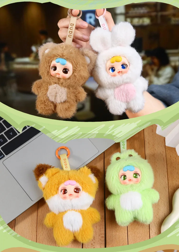 DU DU Animal Party Series Keychain Blind Box - Cute Backpack Charm Designer Toy Figure Birthday Gift for Girls