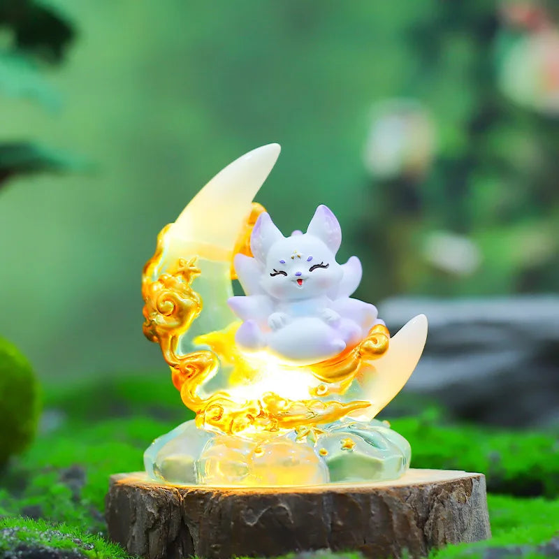 Ancient Nine Tailed Fox Blind Cassette Lamp Luminous Figure Desktop Ornaments Mysterious Box Surprise Holiday Gift
