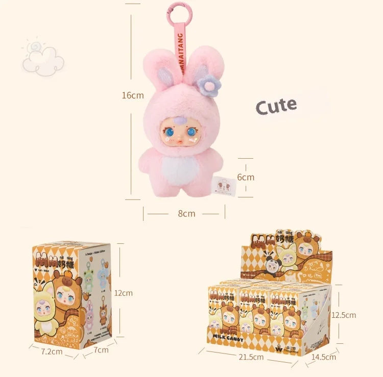MM MIlk Candy Toffee Series - Scented - Animal Party Plush Pendant Blind Box – Cute Mini Stuffed Animal Charm with Keychain – Random Kawaii Character Toy for Collectors & Otaku Fans Style Surprise