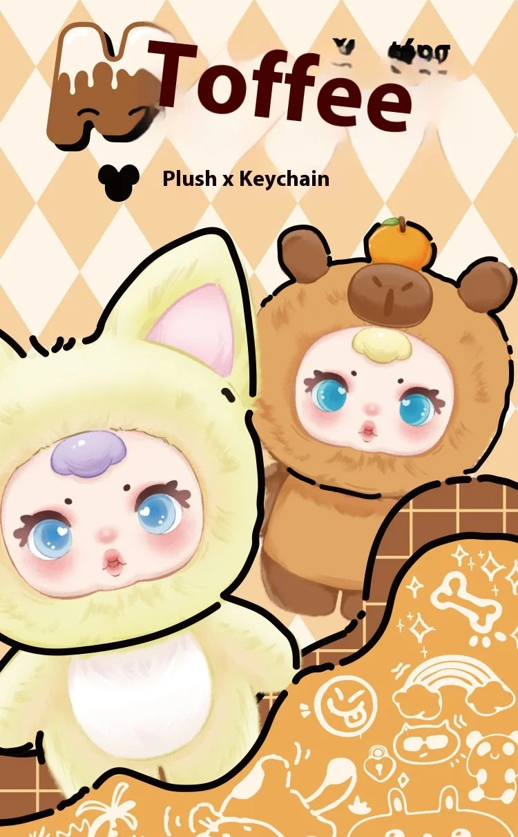 MM MIlk Candy Toffee Series - Scented - Animal Party Plush Pendant Blind Box – Cute Mini Stuffed Animal Charm with Keychain – Random Kawaii Character Toy for Collectors & Otaku Fans Style Surprise