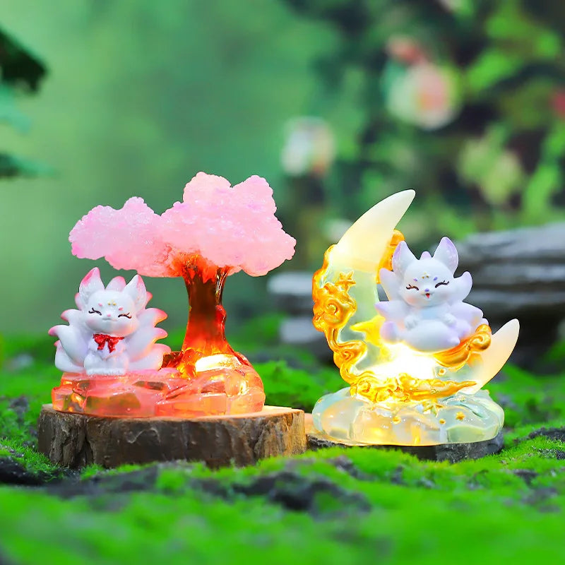 Ancient Nine Tailed Fox Blind Cassette Lamp Luminous Figure Desktop Ornaments Mysterious Box Surprise Holiday Gift