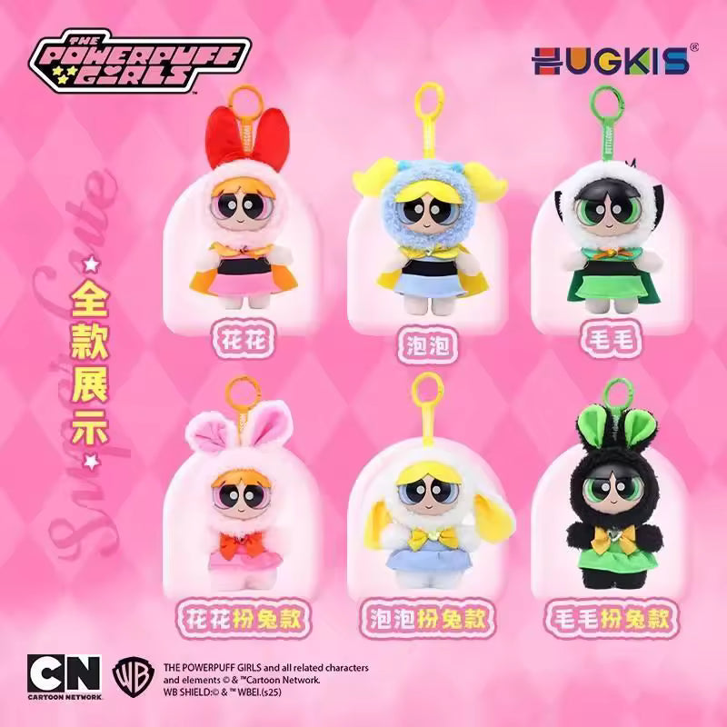 Hugkis x Powerpuff Girls Plush Pendant Blind Box – Cute Mini Stuffed Animal Charm with Keychain – Random Anime Character Toy for Collectors & Otaku Fans Style Surprise