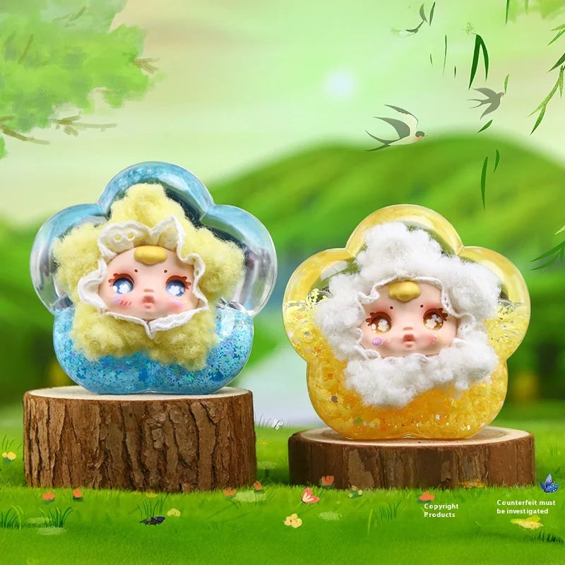 Sunflower Bloom Oil Glitter Blind Box Cute Sparkling Color Laser Plush Desktop Bedroom Decor Resin Crafts Toy Figure Collection