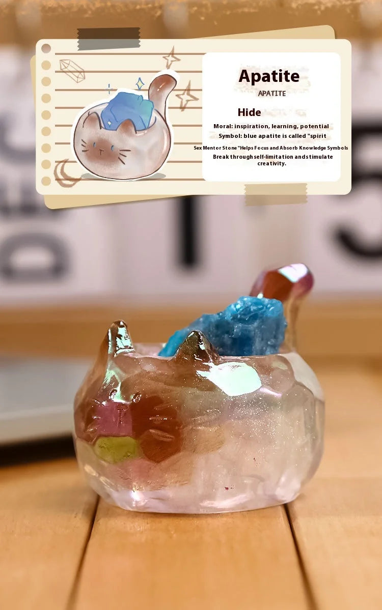PAL Cat Crystal Blind Box Mini Original Stone Cartoon Figure Cute Office Desktop Car Decor Good Luck Gift For Cat Lovers Toys