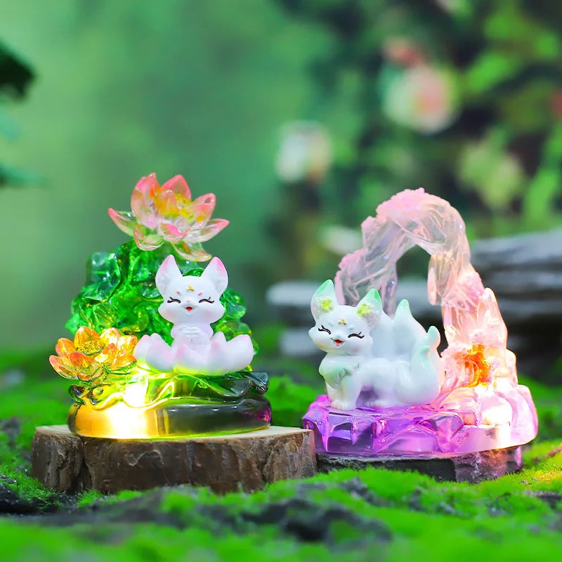 Ancient Nine Tailed Fox Blind Cassette Lamp Luminous Figure Desktop Ornaments Mysterious Box Surprise Holiday Gift