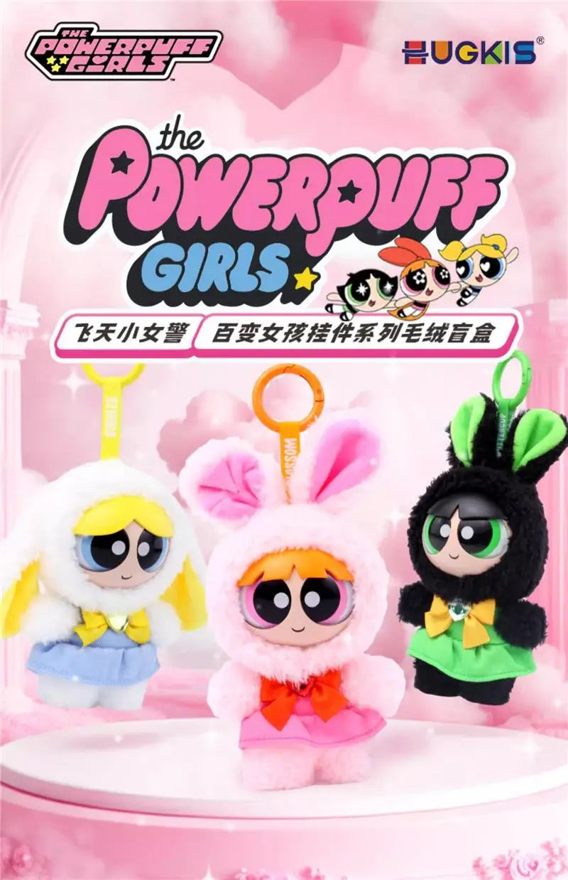 Hugkis x Powerpuff Girls Plush Pendant Blind Box – Cute Mini Stuffed Animal Charm with Keychain – Random Anime Character Toy for Collectors & Otaku Fans Style Surprise