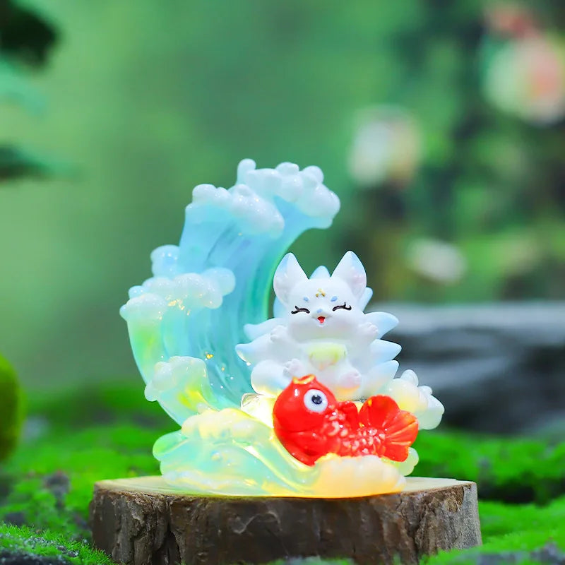 Ancient Nine Tailed Fox Blind Cassette Lamp Luminous Figure Desktop Ornaments Mysterious Box Surprise Holiday Gift