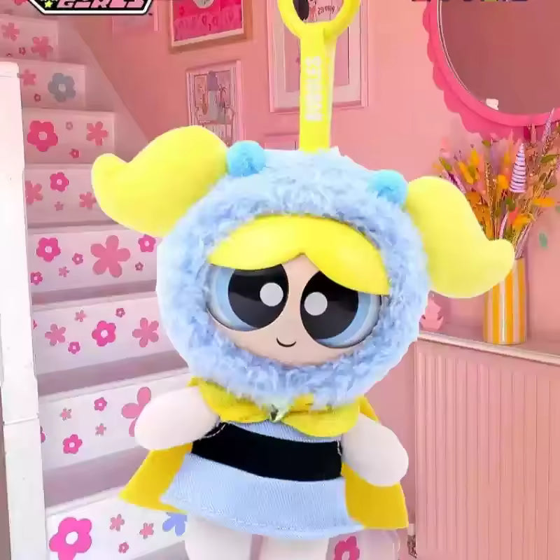 Hugkis x Powerpuff Girls Plush Pendant Blind Box – Cute Mini Stuffed Animal Charm with Keychain – Random Anime Character Toy for Collectors & Otaku Fans Style Surprise