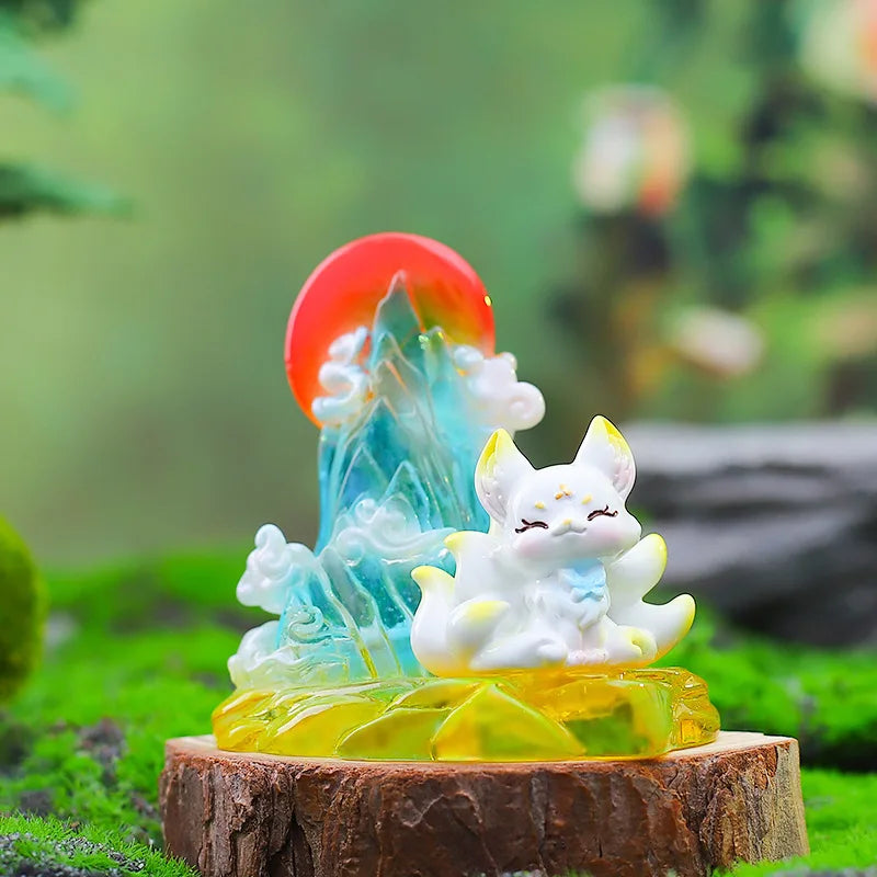 Ancient Nine Tailed Fox Blind Cassette Lamp Luminous Figure Desktop Ornaments Mysterious Box Surprise Holiday Gift