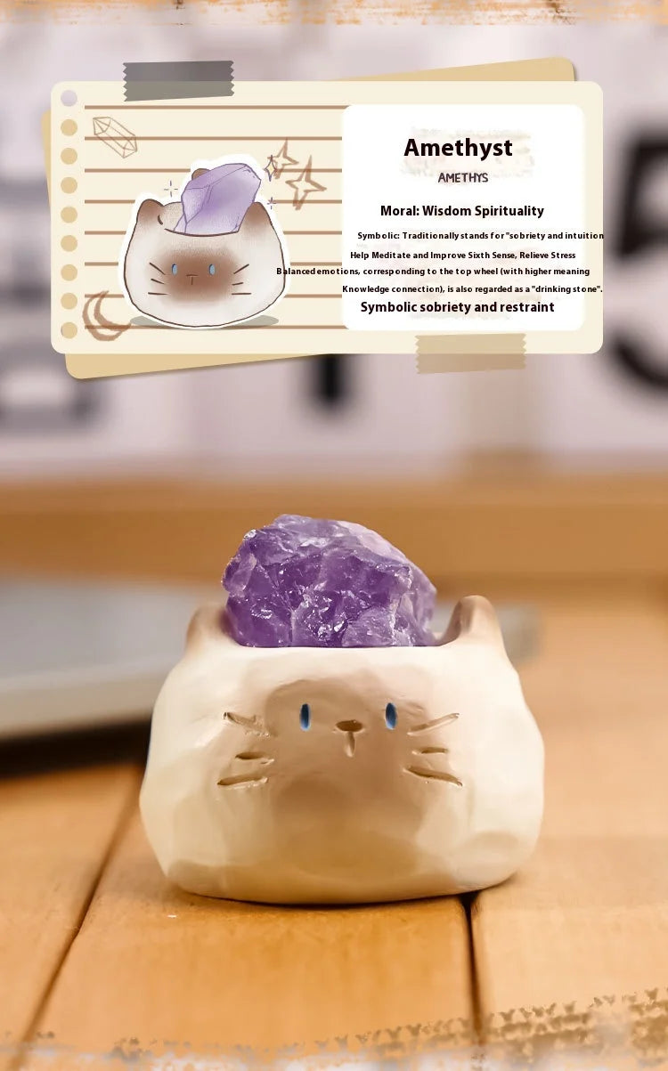 PAL Cat Crystal Blind Box Mini Original Stone Cartoon Figure Cute Office Desktop Car Decor Good Luck Gift For Cat Lovers Toys